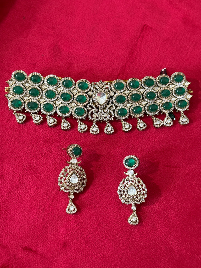 Premium Green moissanite Necklace set