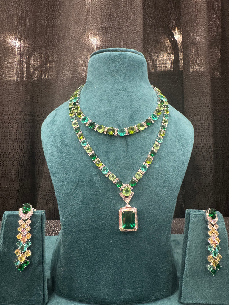 Green Cartier Inspired Designer Necklace