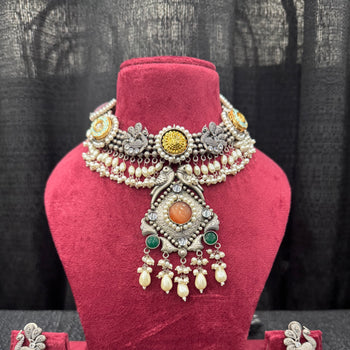 Oxidised Neckpiece with Earrings