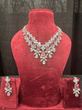 Pink Silver Plated CZ Stone Designer Necklace