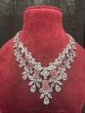 Pink Silver Plated CZ Stone Designer Necklace