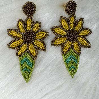 Yellow Flower Handmade Earrings