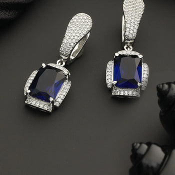 Silver Plated Blue AD Earrings (Copy)
