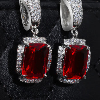 Silver Plated Red AD Earrings