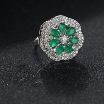 Elegant Green Floral America Diamond Ring